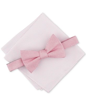 Alfani - Men's Minetta Solid Bow Tie & Textured Pocket Square Set