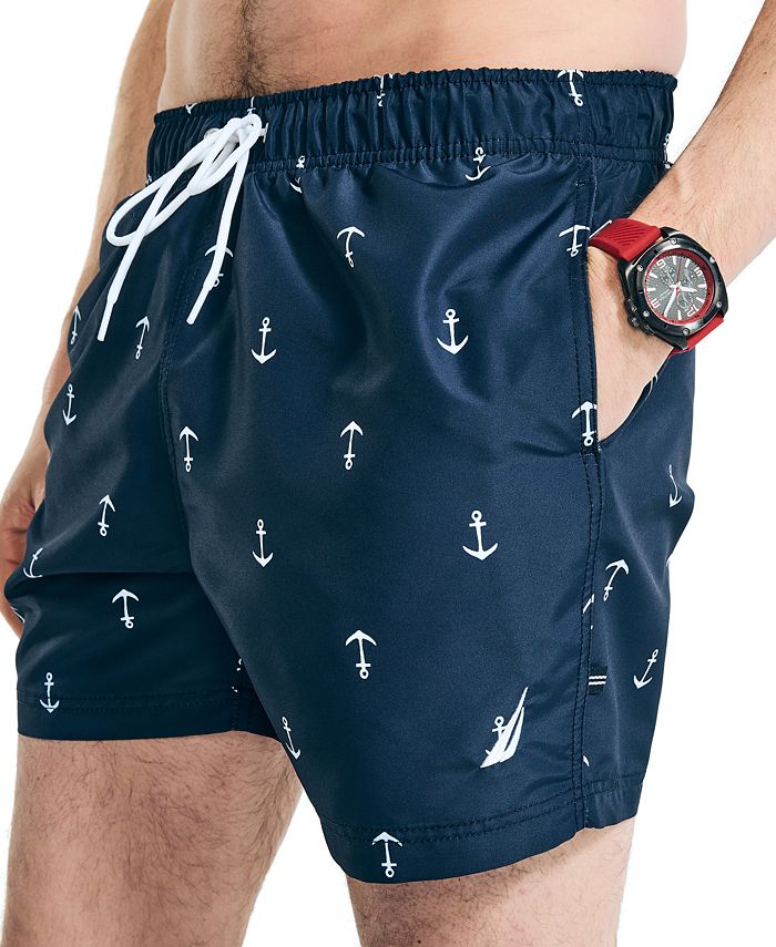 Nautica Men's Quick Dry Anchor Print 5" Swim Trunks Macy's