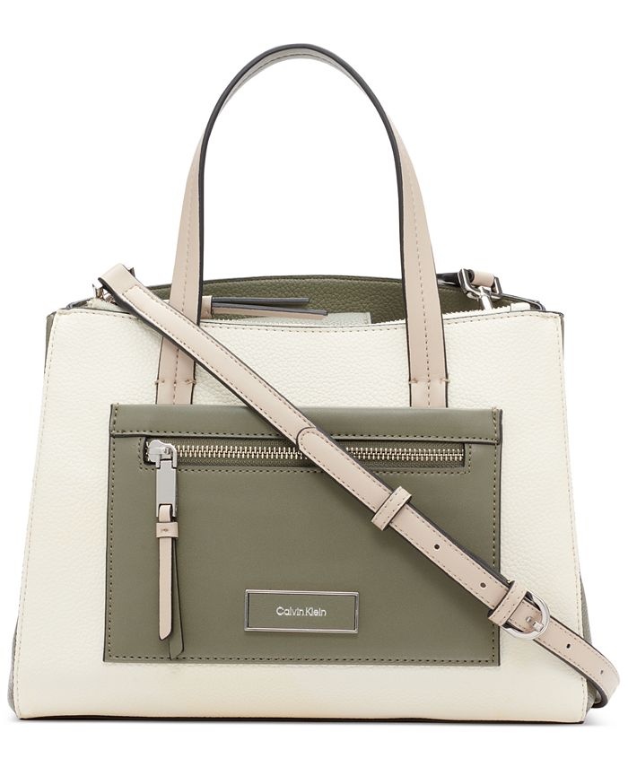 Calvin Klein Saffiano Silver Metallic Leather Clutch/handbag 