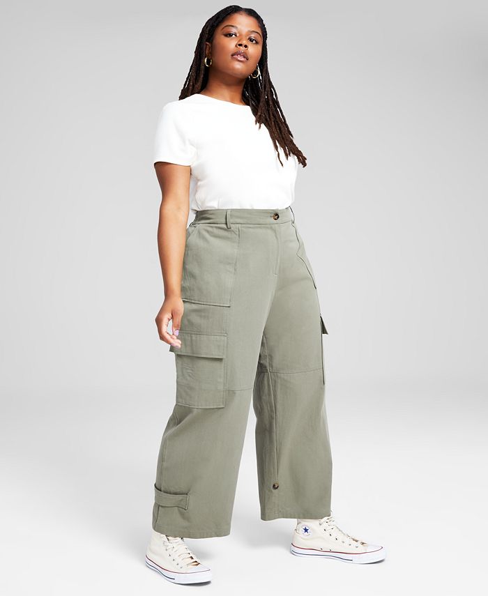 And Now This Trendy Plus Size Wide-Leg Cargo Pants - Macy's