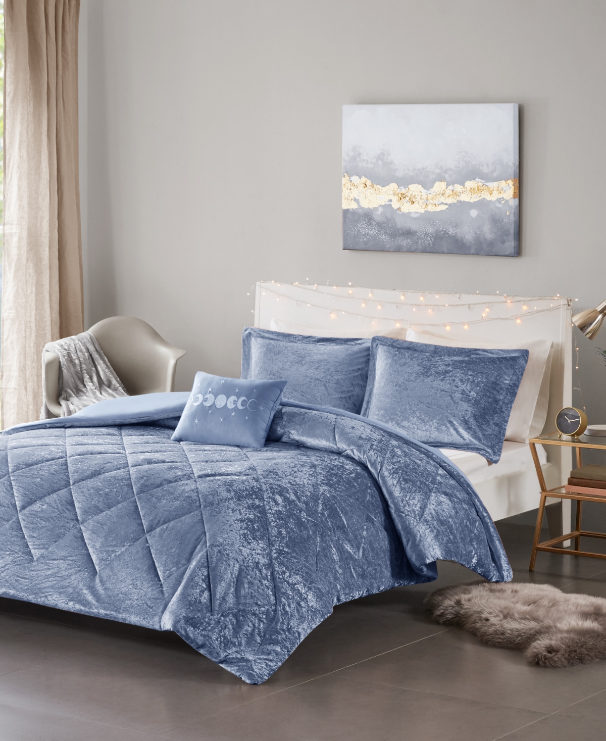 Intelligent Design Felicia Velvet 4-piece Duvet Cover Set, King/california King Bedding In Blue