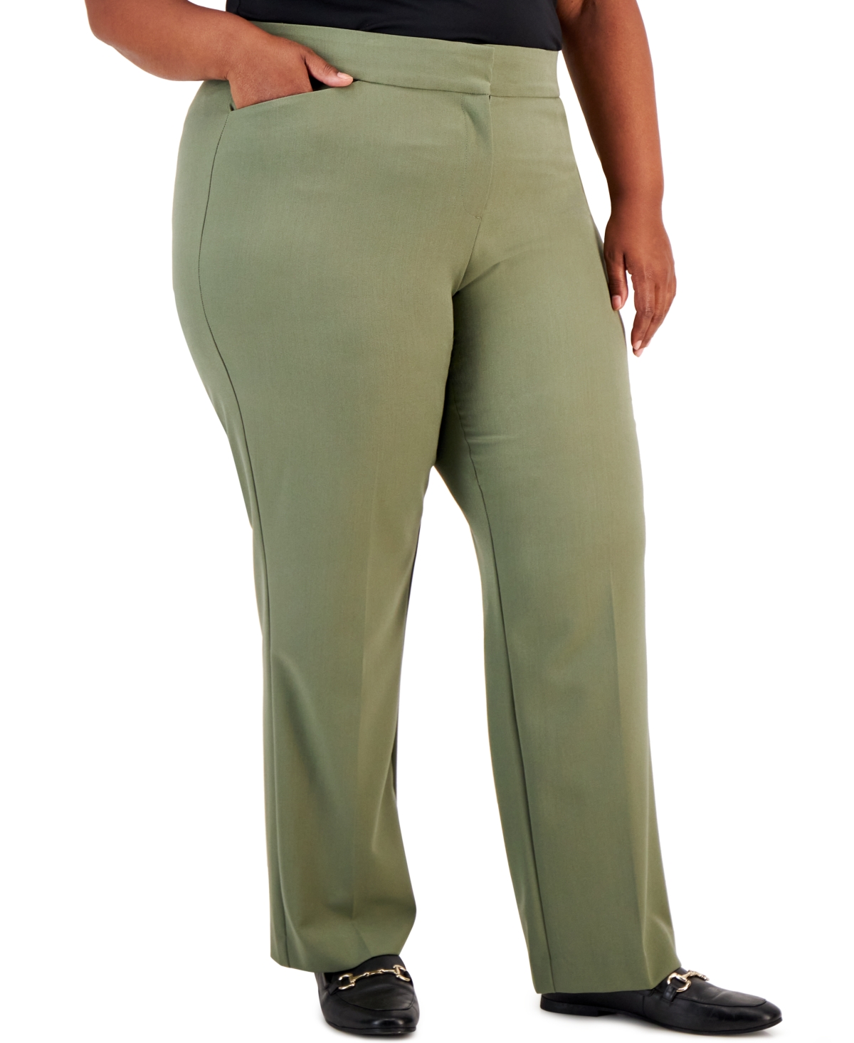 Plus & Petite Plus Size Curvy-Fit Straight-Leg Pants, Created for Macy's - New Fawn