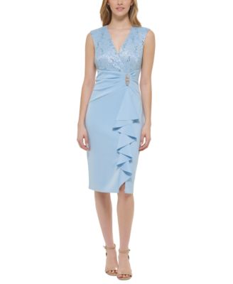 Jessica Howard - Petite Cascade-Drape-Front Sheath Dress