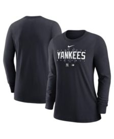 Women's New York Yankees PINK by Victoria's Secret White/Navy Split Neck  Long Sleeve T-Shirt