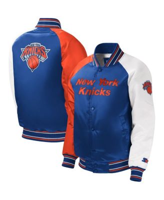Big Boys and Girls Royal New York Knicks Raglan Full-Snap Varsity Jacket