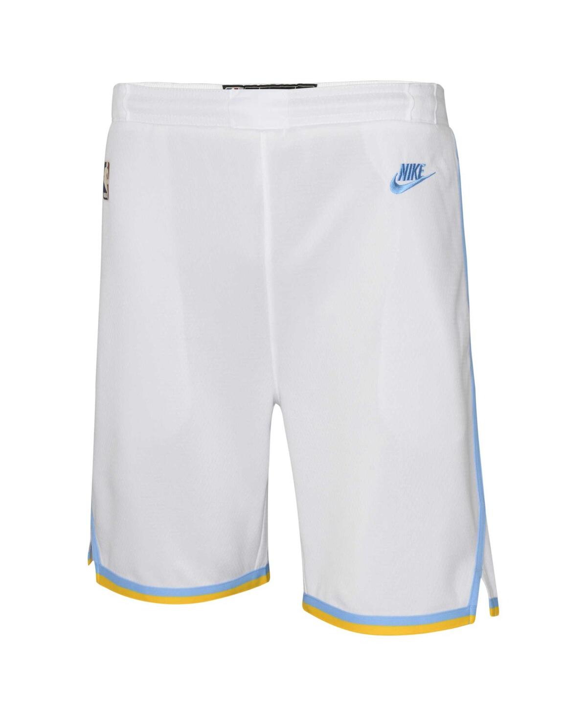 Shop Nike Big Boys And Girls  White Los Angeles Lakers Hardwood Classics Swingman Shorts