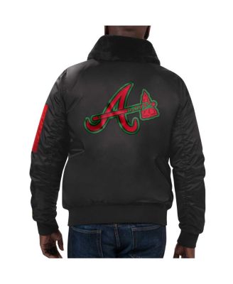 Men's x Ty Mopkins Black Atlanta Braves Black History Month Satin Full-Zip Jacket