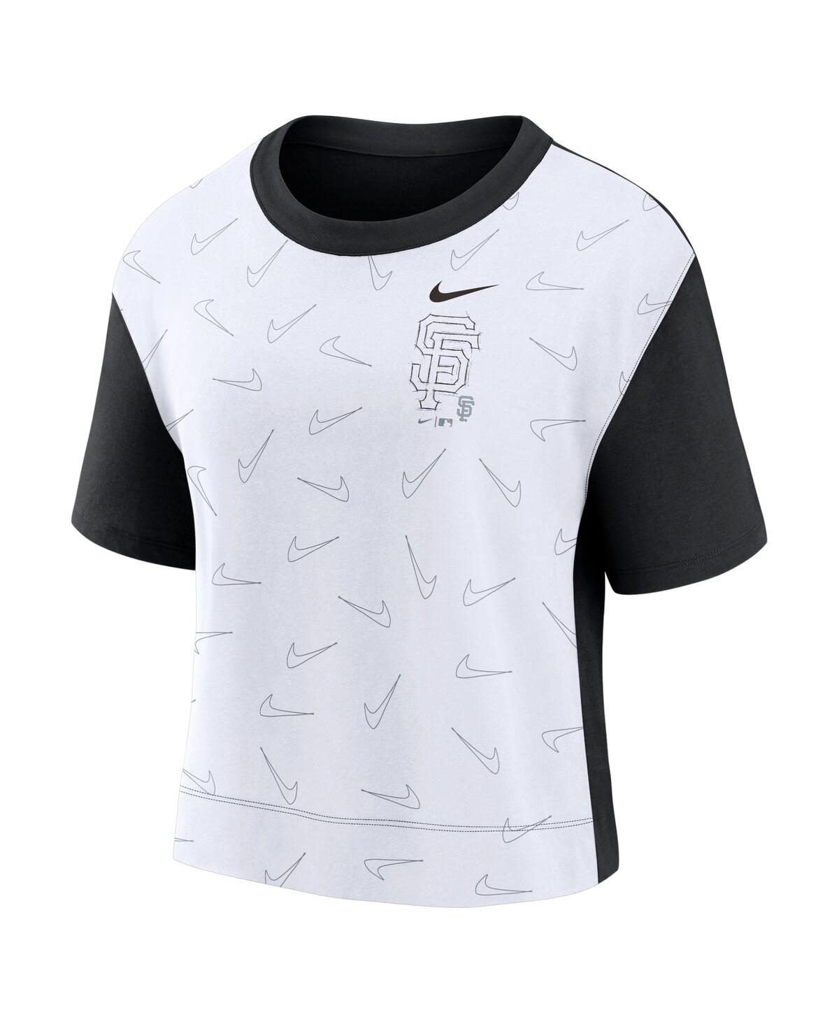 Shop Nike Women's  Black, White San Francisco Giants Line Up High Hip Fashion T-shirt In Black,white