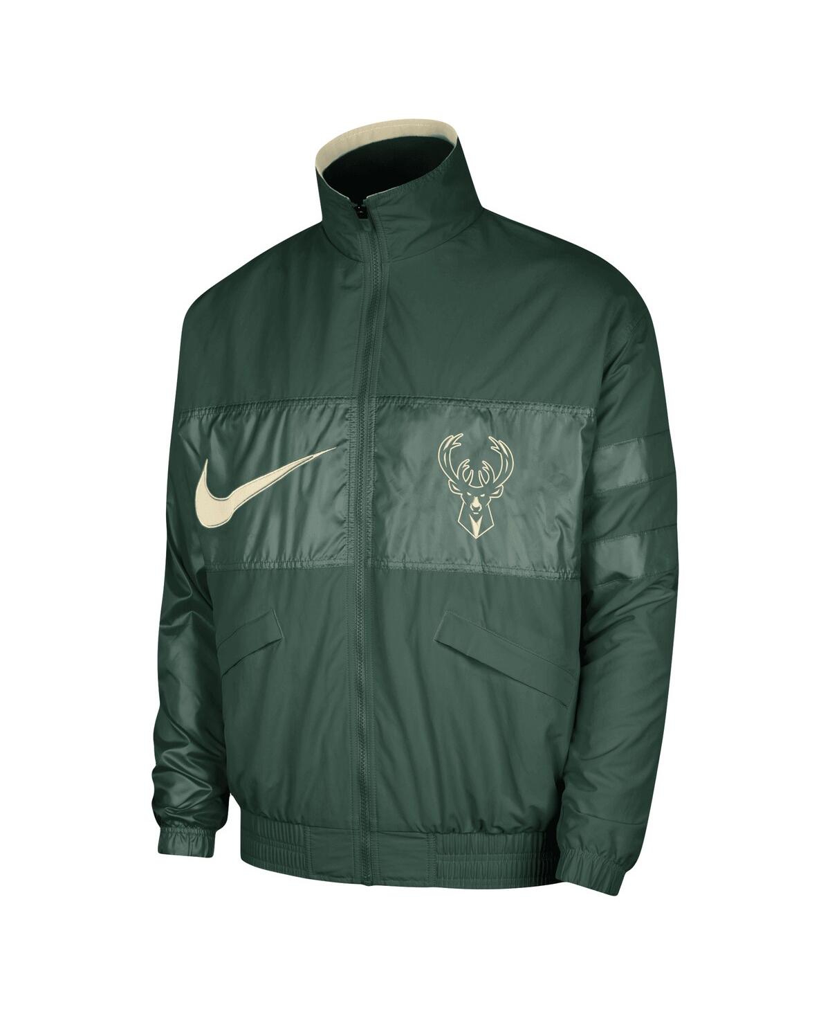 Shop Nike Men's  Hunter Green Milwaukee Bucks Courtside Versus Capsule Full-zip Jacket