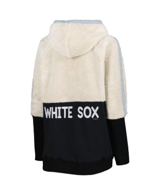 Women's Oatmeal, Black Chicago White Sox Shuffle It Raglan Full-Zip Hoodie