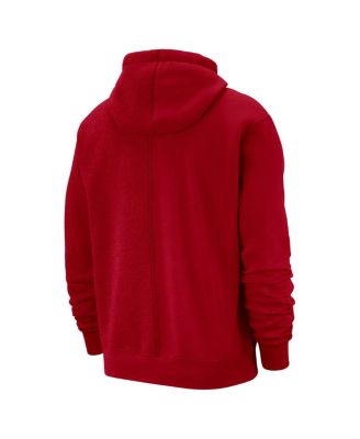 Men's Red Philadelphia 76ers Courtside Versus Stitch Split Pullover Hoodie