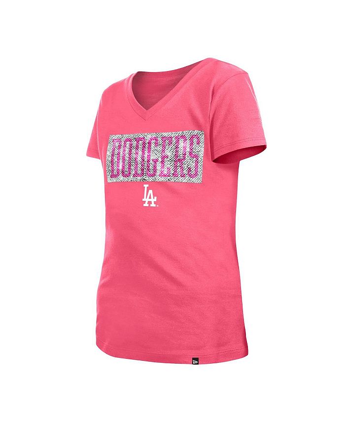 New Era Big Girls Pink Los Angeles Dodgers Jersey Stars V-Neck T-shirt -  Macy's