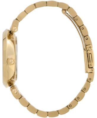 Women's Signature Floral Ion Plated Gold-Tone Steel Bracelet Watch 34mm