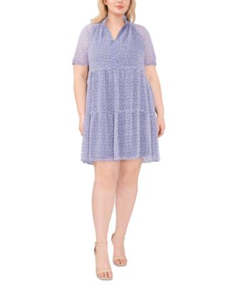 MSK Plus Size Split-Neck Tiered Babydoll Dress - Macy's