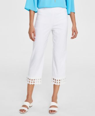JM Collection - Crochet-Hem Capri Pants