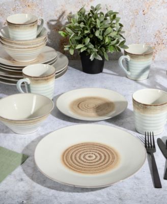 Elite Spiral Reactive Embossed 16 Piece Dinnerware Set, Service for 4