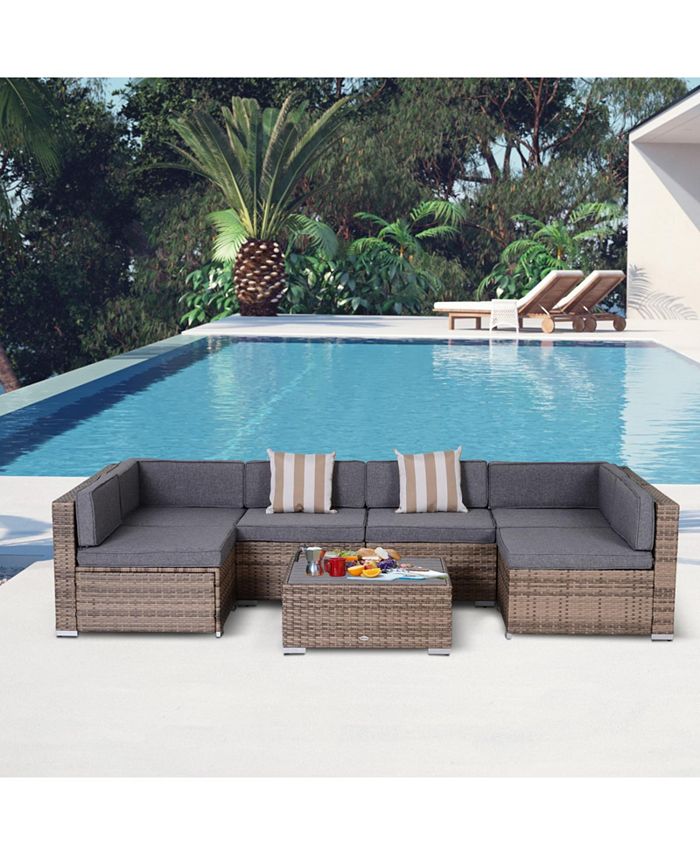 Outsunny 7Piece Patio Furniture Sets Outdoor Wicker Conversation Sets