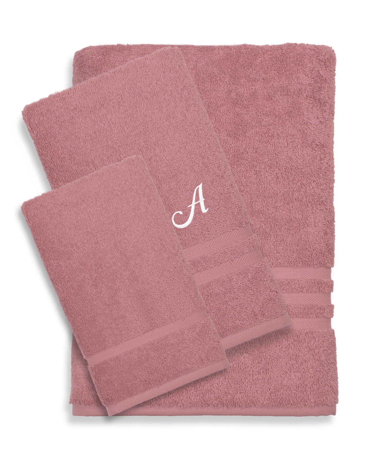 Linum Home Textiles Turkish Cotton Personalized Denzi Towel Set, 3 Piece In Pink