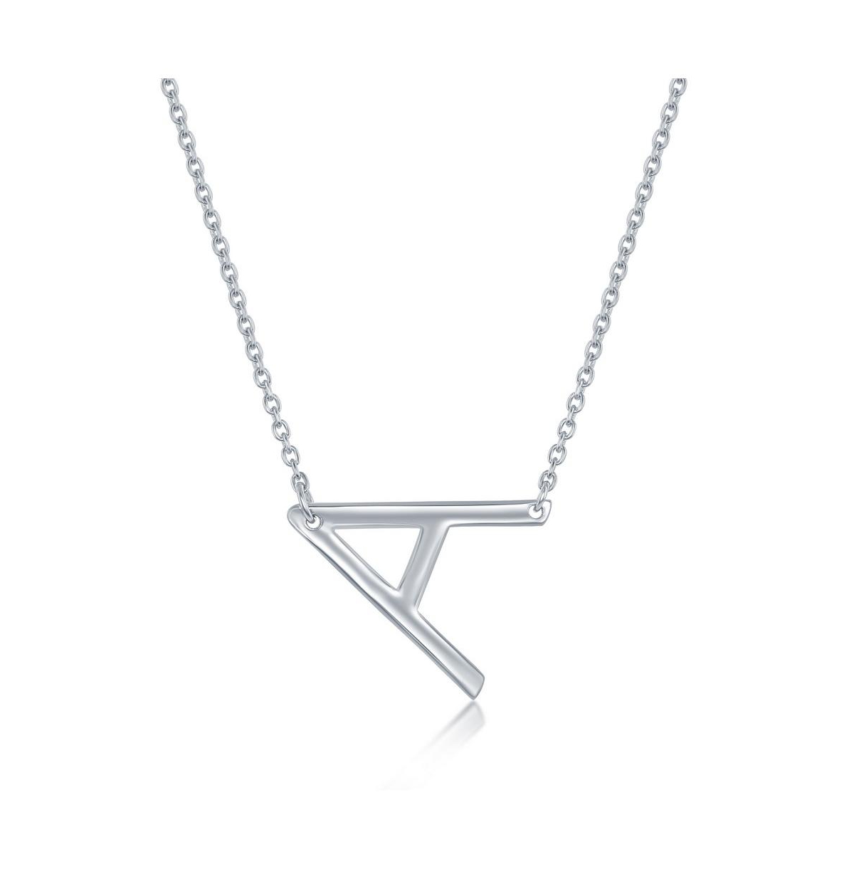 Sterling Silver Sideways Initial Necklace - Silver a