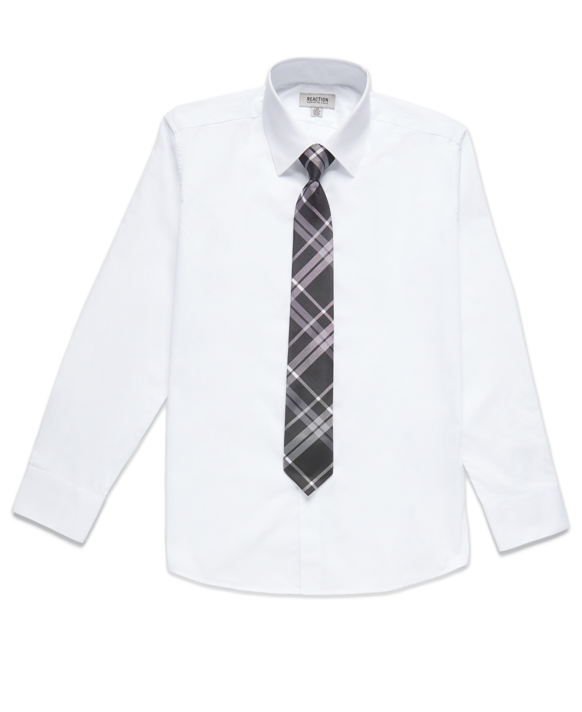 Kenneth Cole Reaction Kids' Big Boys Solid Classic Shirt And Tie Set In White,black