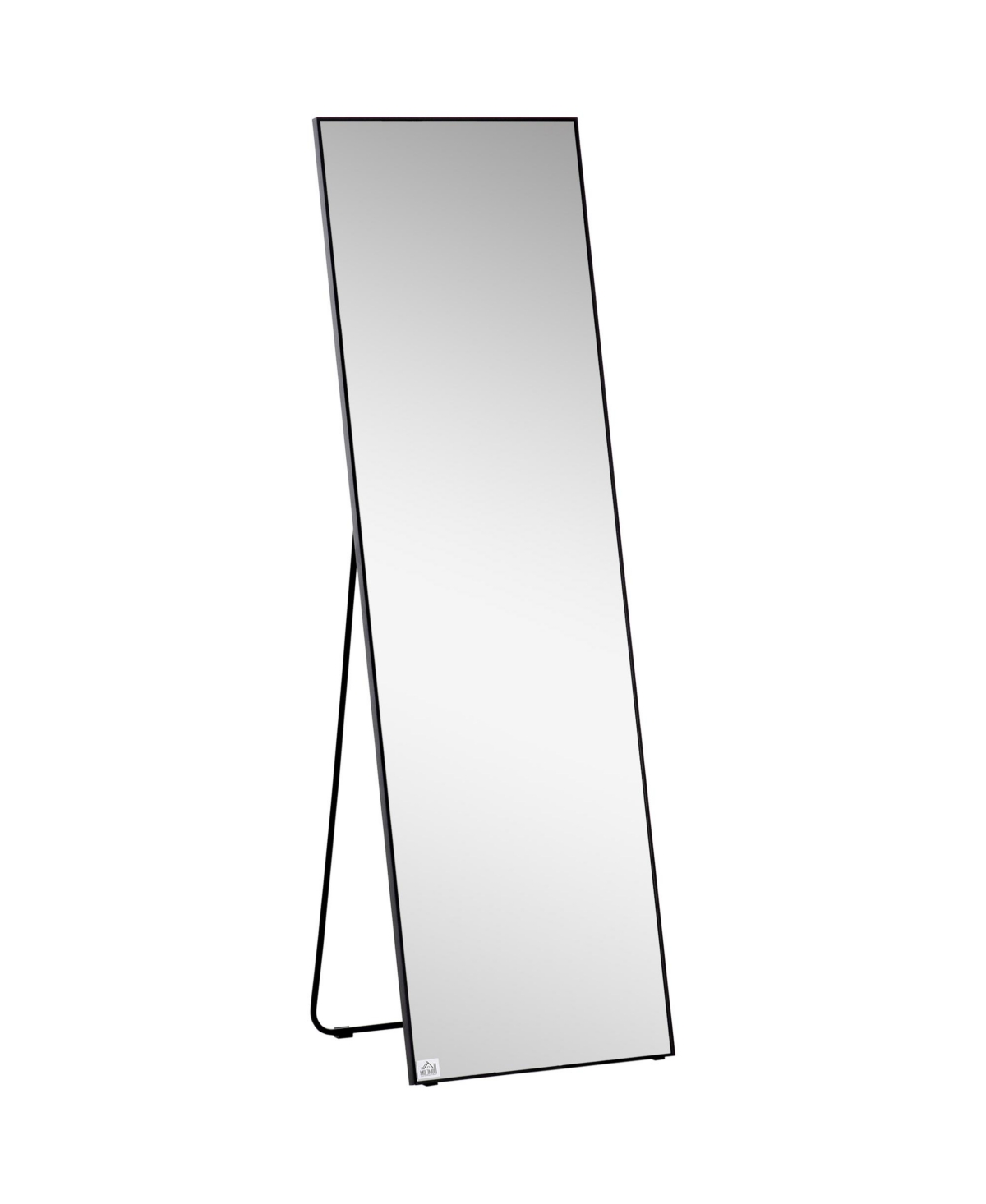 62.5" Wall Hanging Full Length Mirror, Standing Bathroom Mirror, Black - Black