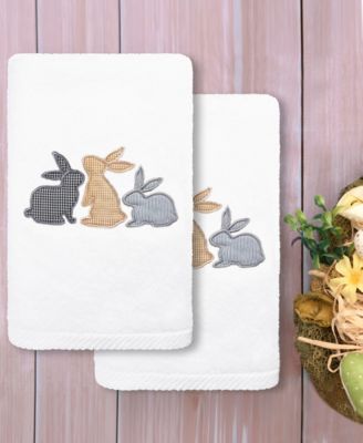 Bunny Row Embroidered Luxury 100% Turkish Cotton Hand Towel Set, 30" x 16"