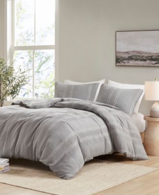 Urban Habitat Darby Lightweight 3 Piece Soft Cotton Gauze Waffle Weave Comforter Set Collection Bedding In Gray