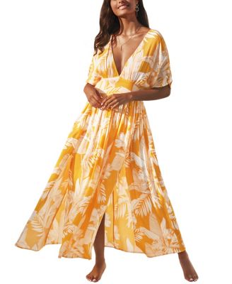 Cupshe Women's Selena Yellow Floral V-neck Maxi Dress - Macy's