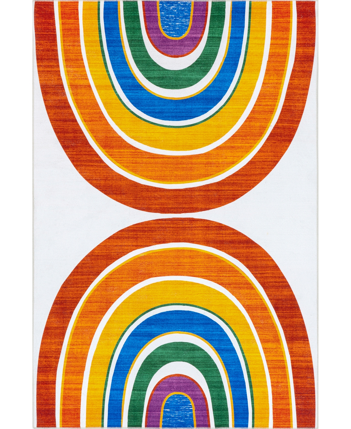 Nuloom Revel Classic Double Rainbow Washable Kids 3' X 5' Area Rug In White