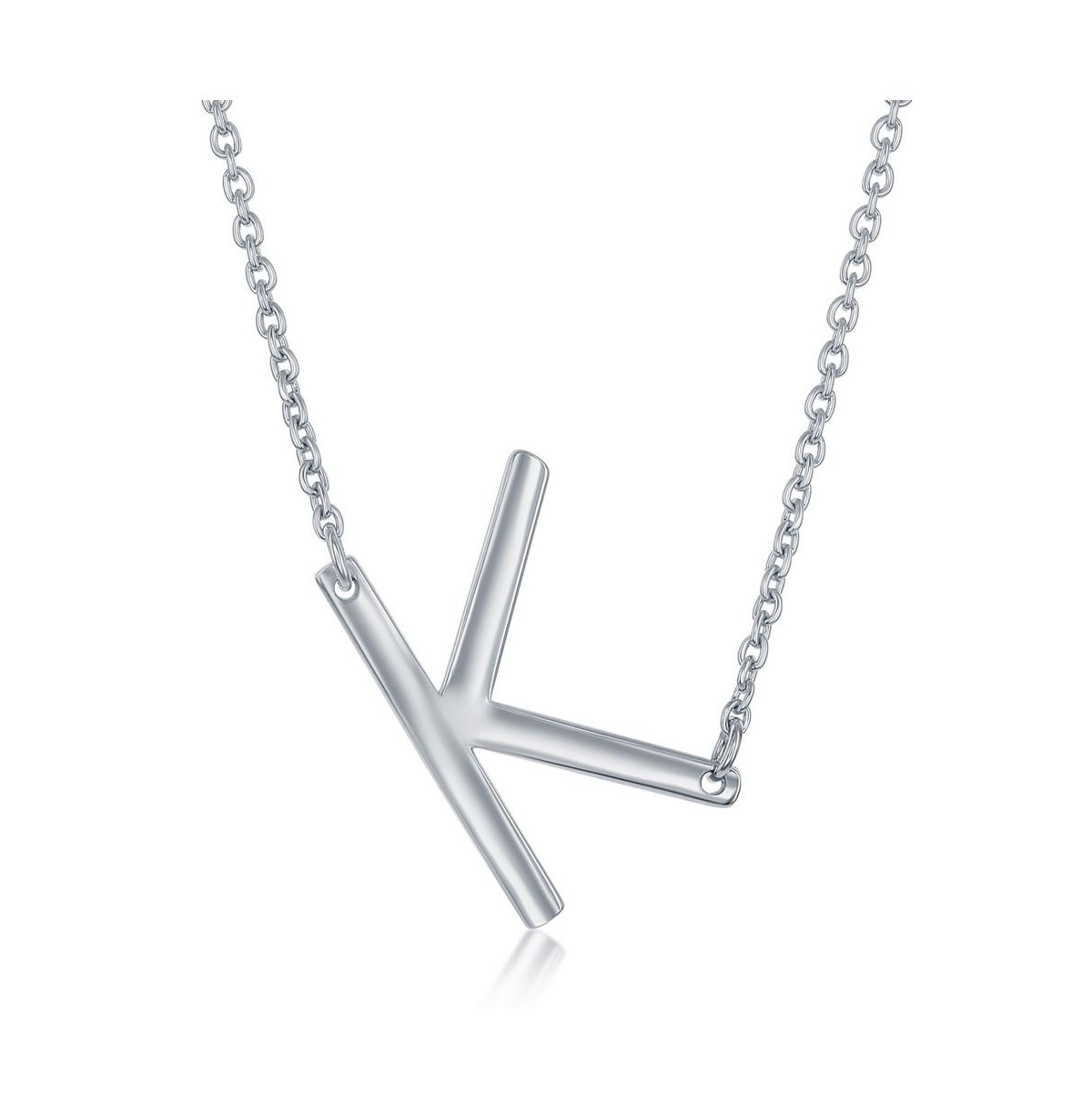Sterling Silver Sideways Initial Necklace - Silver k
