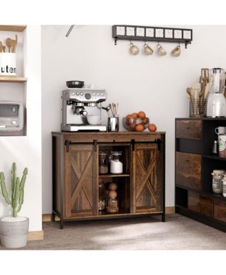 Industrial Sideboard Cabinet with Sliding Barn Doors,