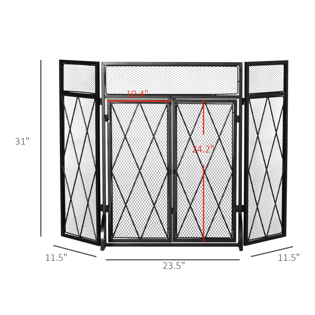 Homcom 3-Panel Folding Fireplace Screen Cover Protector Fence for Living Room