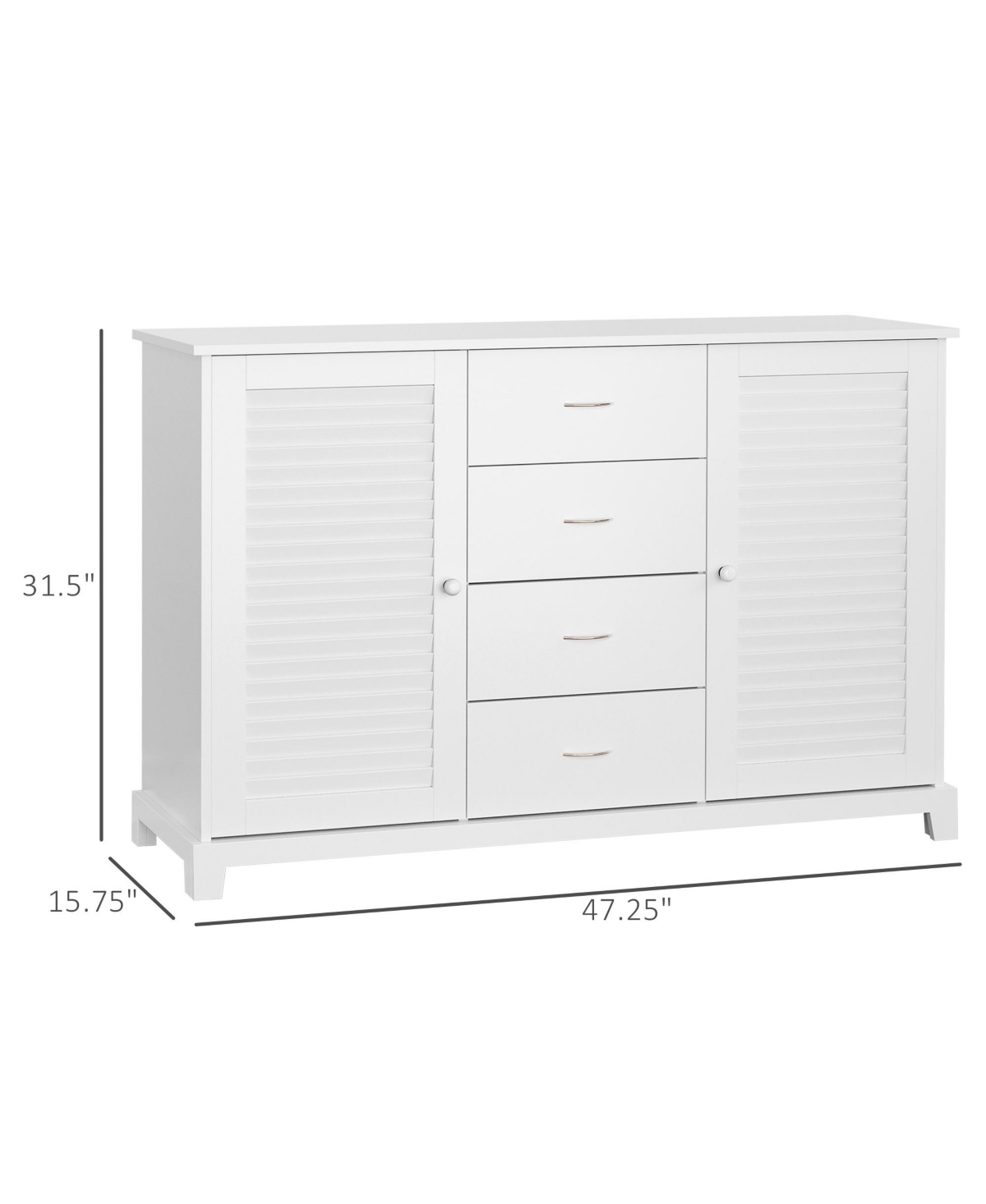 Homcom Floor Cabinet Organizer Storage Wood Furniture Small Space,- White