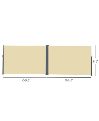 Double Retractable Patio Side Awning w/ UV-Resist Screen,