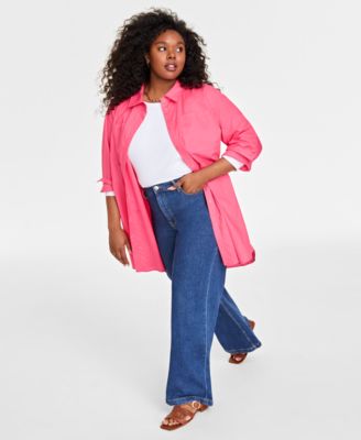 On 34th - Plus Size Cotton Variegated Stripe Tunic Shirt