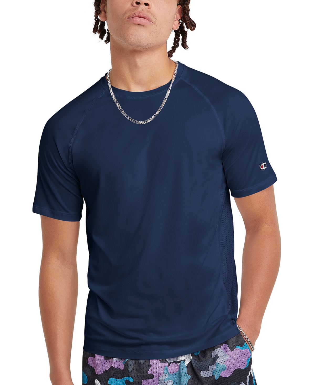 Champion Men's Signature Back Mesh T-shirt In Athletic Navy