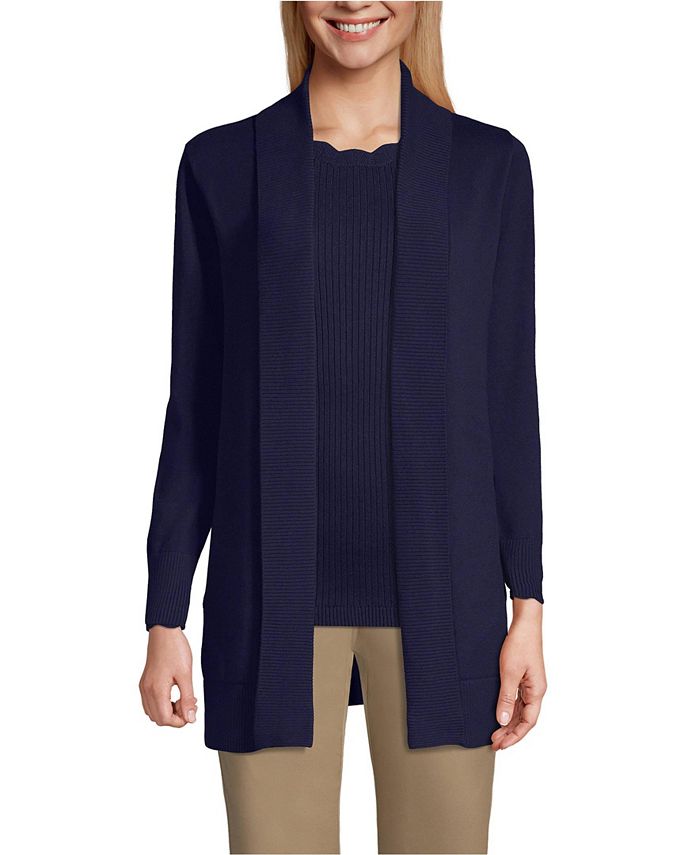 Lands' End Women's Cotton Modal Shawl Collar Cardigan Sweater Macy's