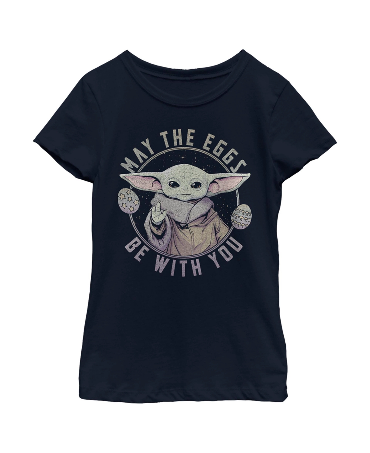 Disney Lucasfilm Girl's Star Wars: The Mandalorian Grogu May The Eggs Be With You Child T-shirt In Navy Blue
