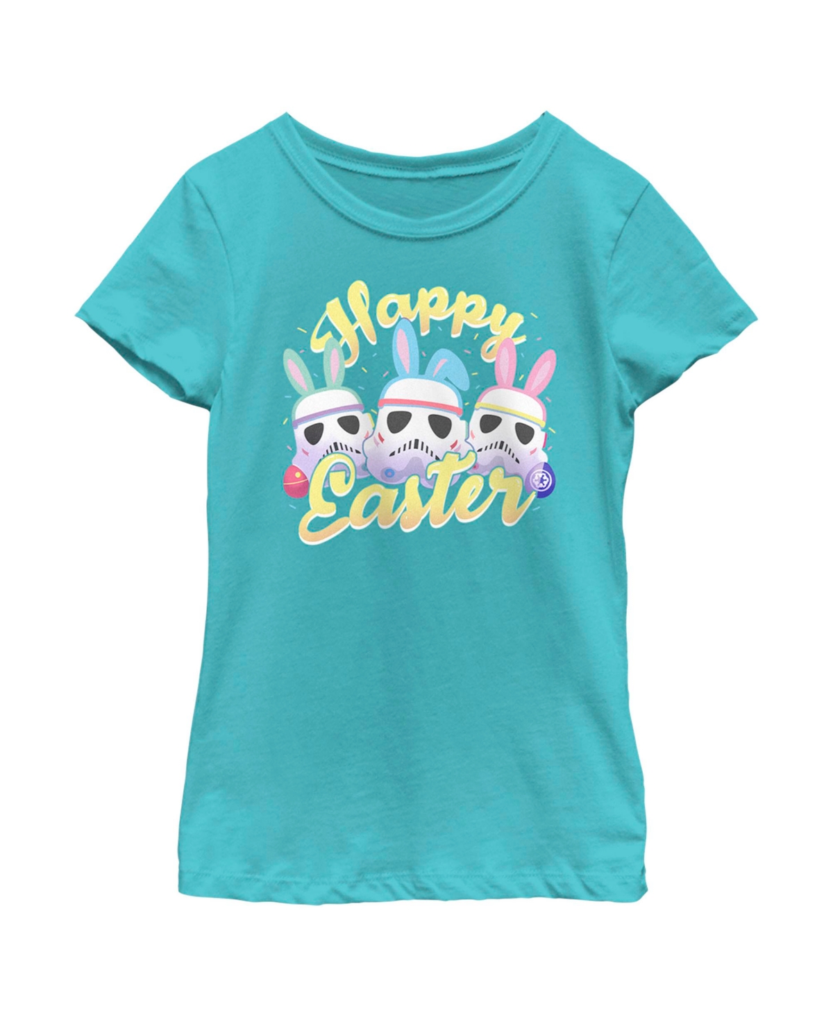 Disney Lucasfilm Kids' Girl's Star Wars Happy Easter Stormtroopers Child T-shirt In Tahiti Blue