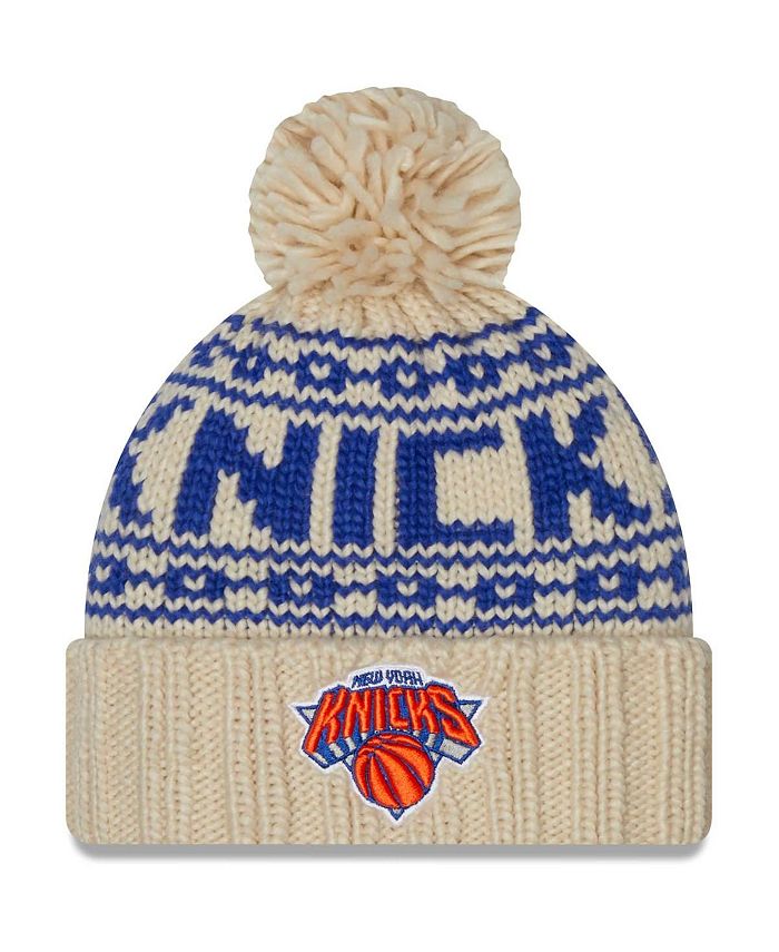 New Era Women's Cream New York Knicks Sport Cuffed Knit Hat with Pom