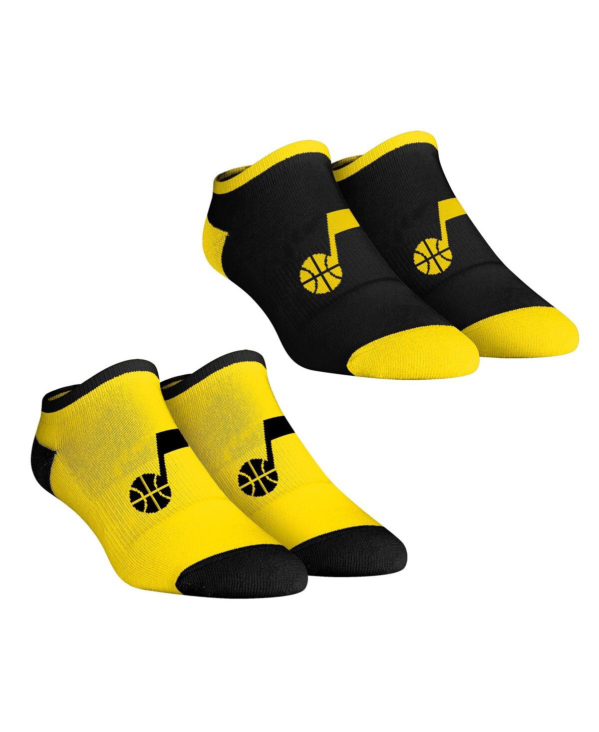 Rock 'em Women's  Socks Utah Jazz Core Team 2-pack Low Cut Ankle Sock Set In Black,yellow