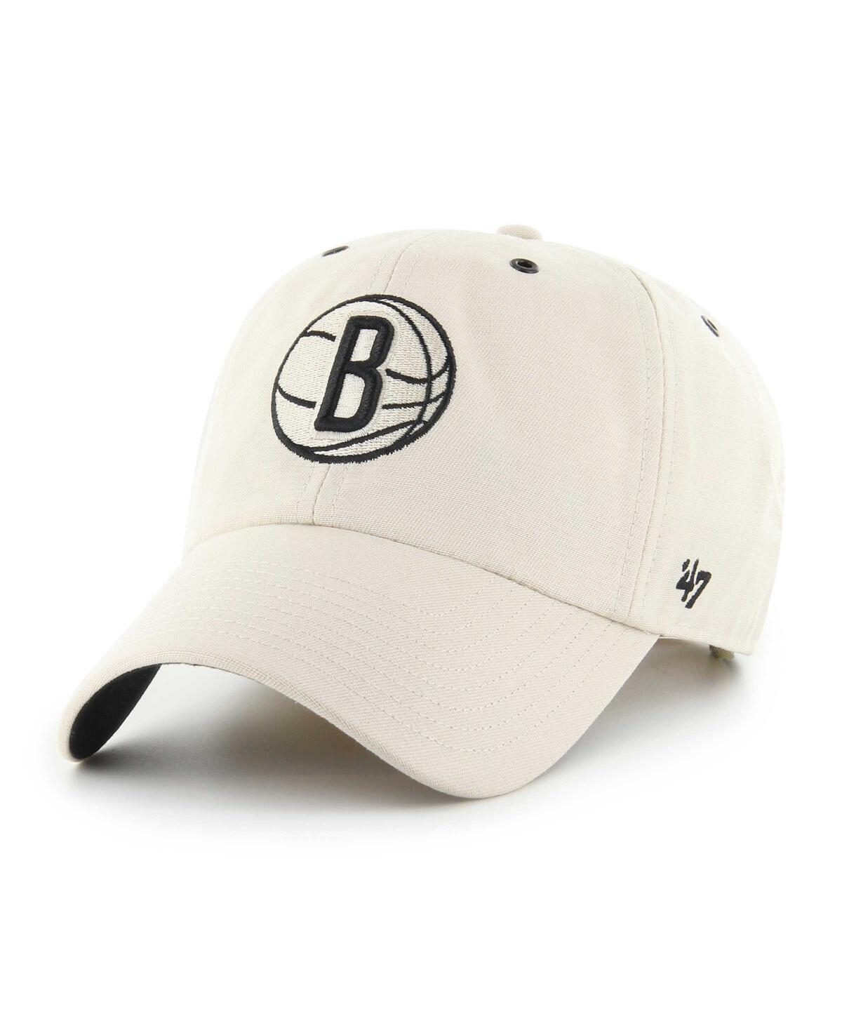 47 Brand Men's ' Cream Brooklyn Nets Lunar Clean Up Adjustable Hat