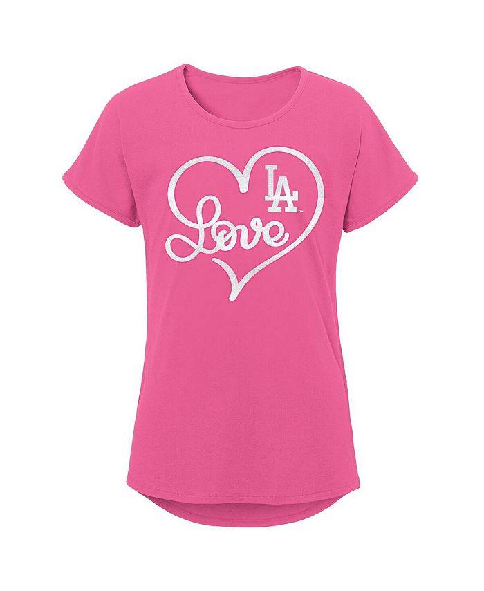 Outerstuff Girls Youth Pink Los Angeles Dodgers Lovely T-Shirt