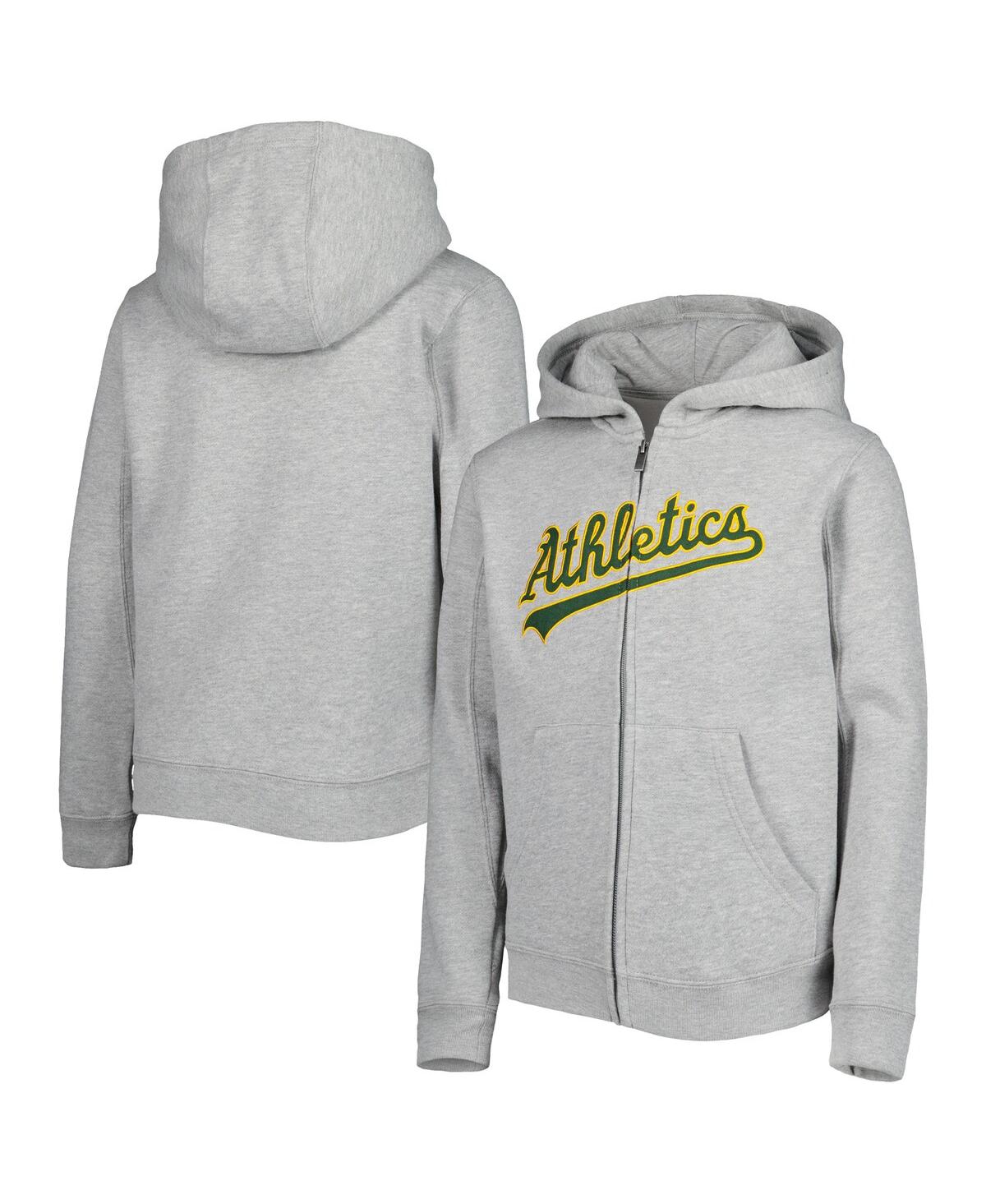 Big Boys and GirlsOakland Athletics Wordmark Full-Zip Hoodie - Heather Gray