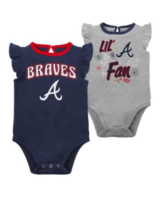 Newborn and Infant Boys and Girls Navy, Heather Gray Atlanta Braves Little Fan Two-Pack Bodysuit Set