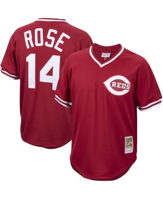 Men's Pete Rose Red Cincinnati Reds Cooperstown Collection Mesh Batting Practice Jersey