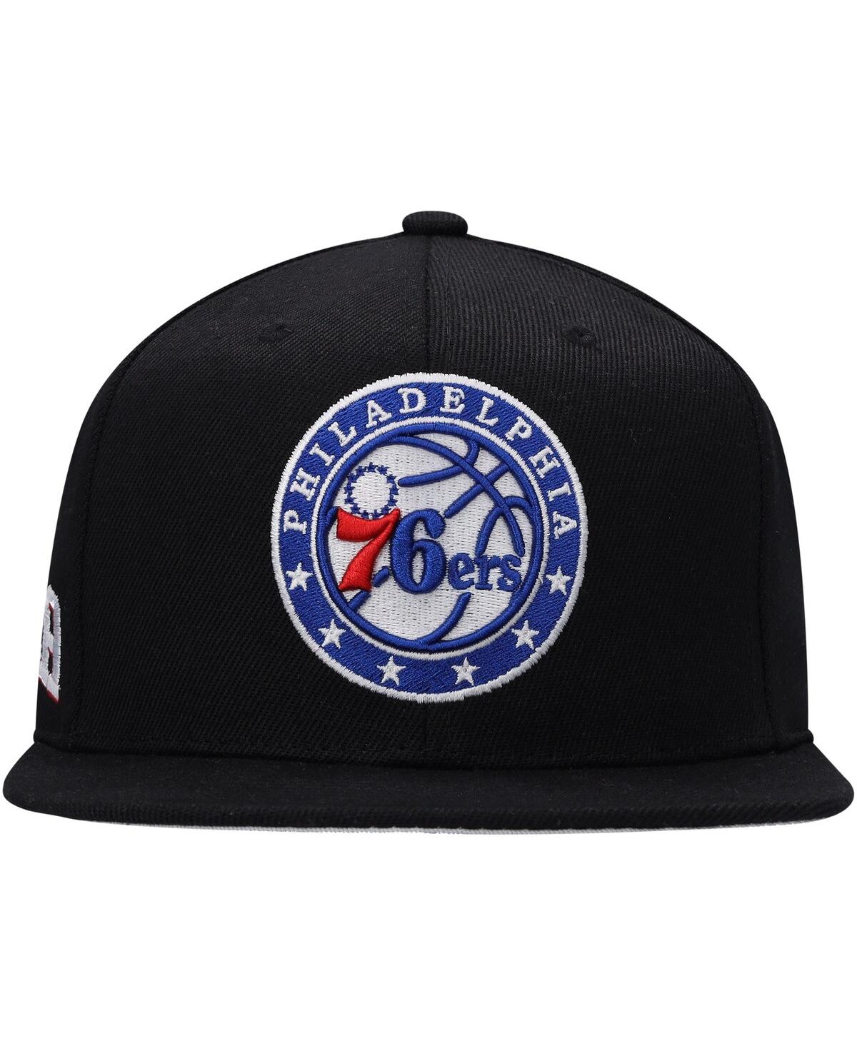Mitchell & Ness Men's  Black Philadelphia 76ers Side Core 2.0 Snapback Hat In Black