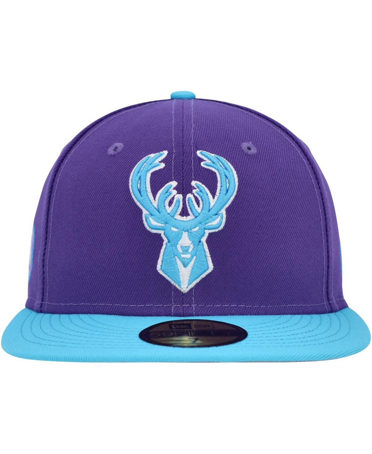 Shop New Era Men's  Purple Milwaukee Bucks Vice 59fifty Fitted Hat