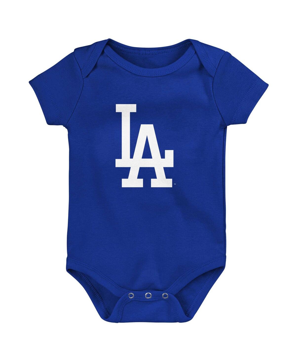 Shop Outerstuff Newborn And Infant Boys And Girls Royal, White, Heather Gray Los Angeles Dodgers Biggest Little Fan  In Royal,white