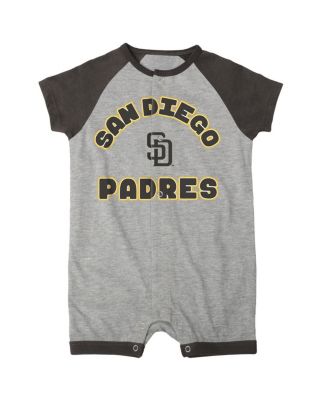 Newborn and Infant Boys and Girls Heather Gray San Diego Padres Extra Base Hit Raglan Full-Snap Romper